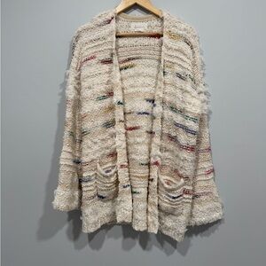 Anthropologie Cream Multicolor Knit Cardigan